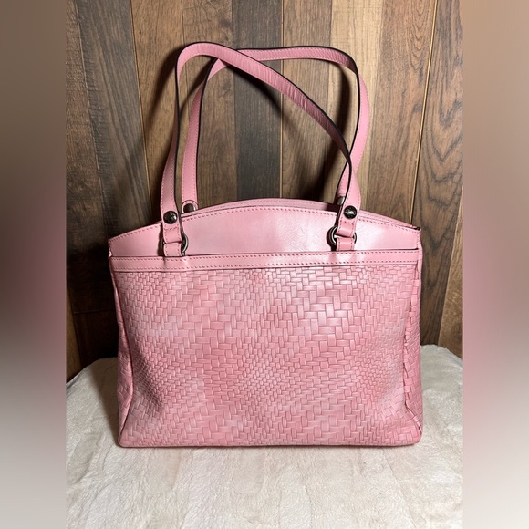 Patricia Nash Blush Pink Wavy Woven Embossed Leather Poppy Tote - Picture 3 of 8